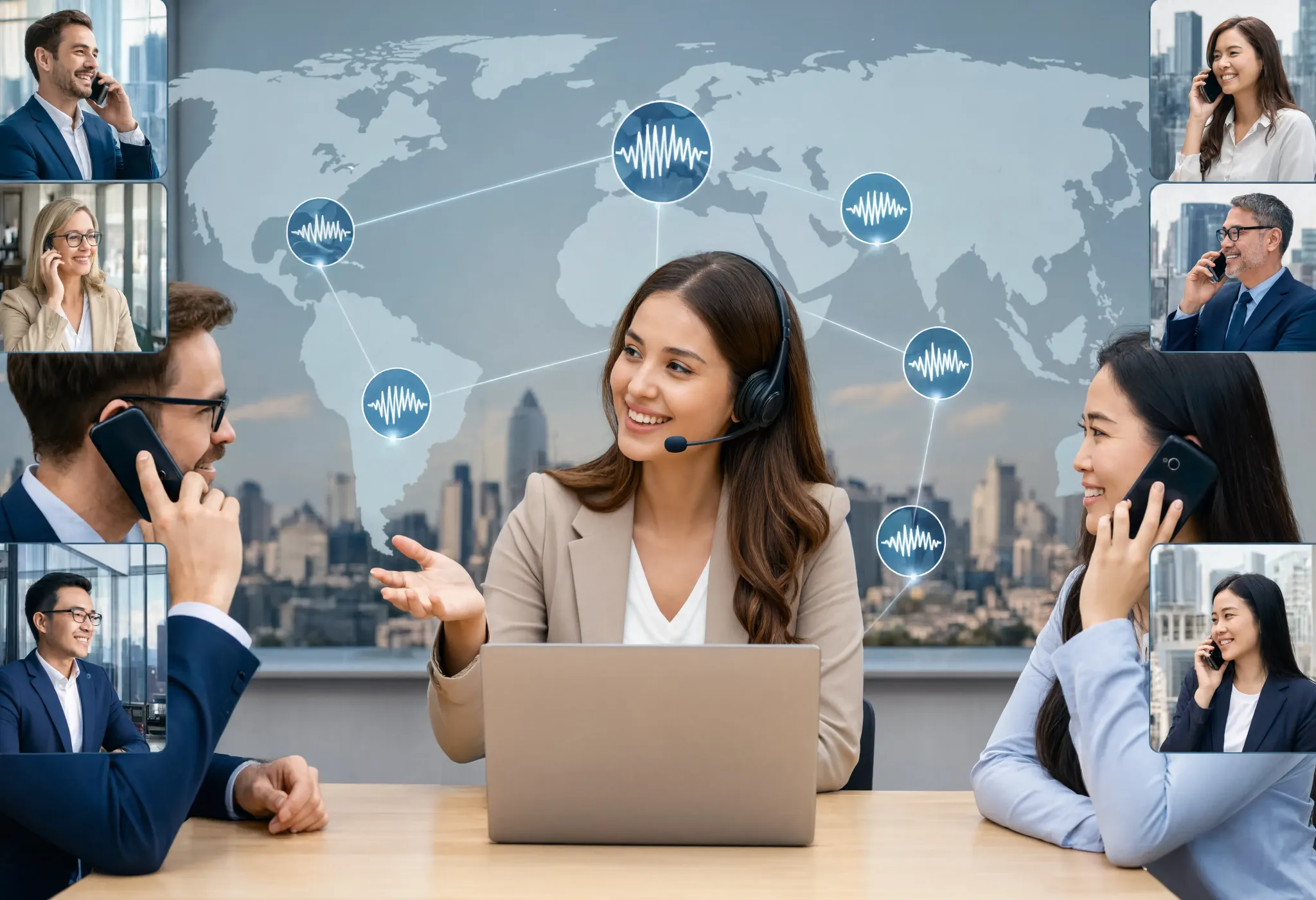 AI-powered calls connecting a sales team with prospects worldwide in their native languages
