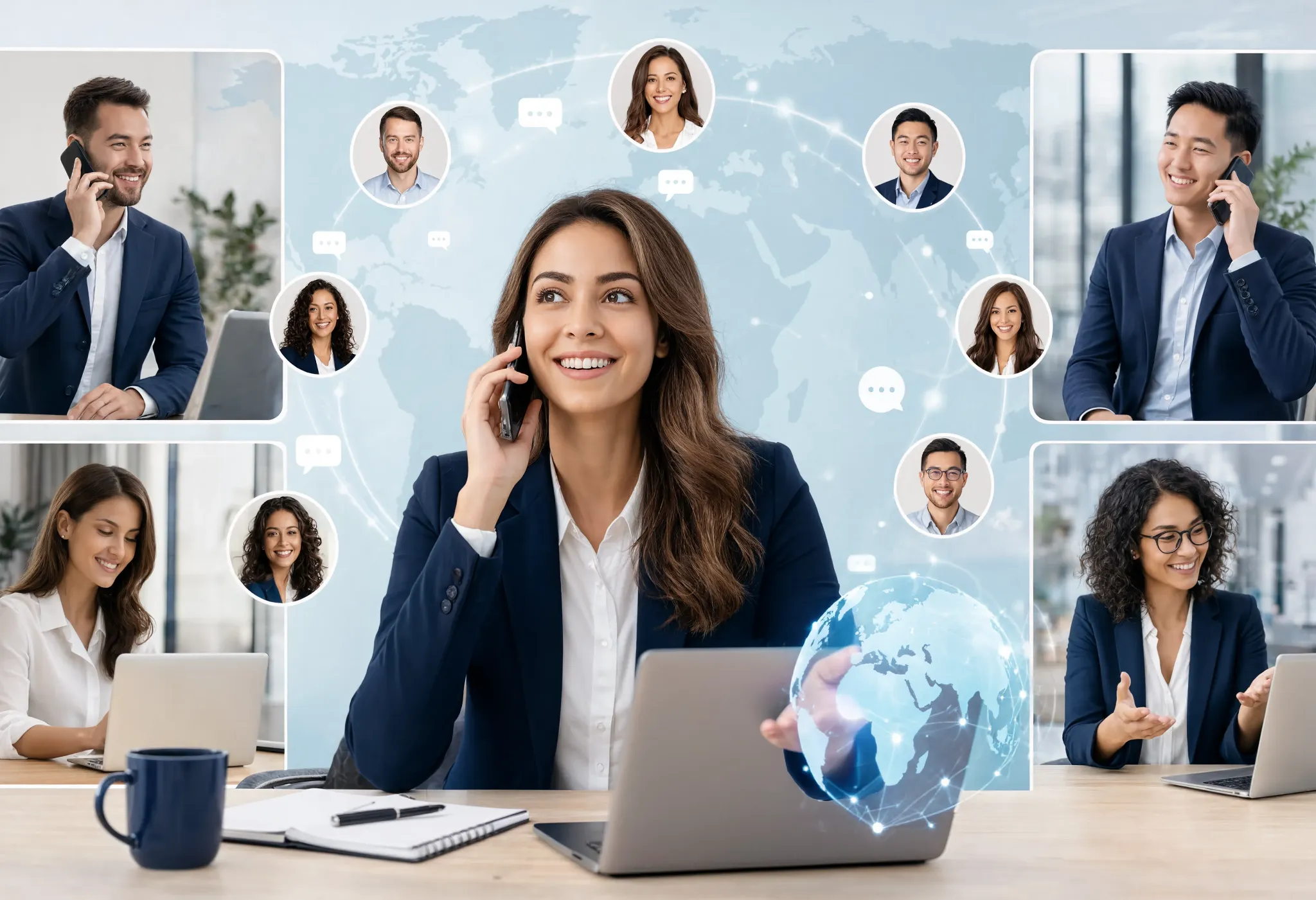 Global sales team running multilingual calls across several international markets