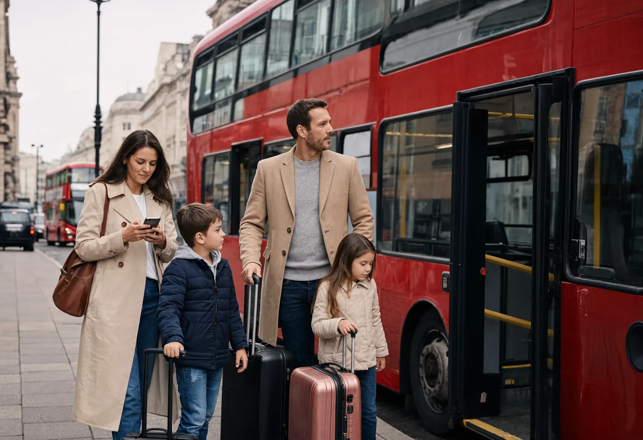 Family setting off on a long trip with their home mobile number still active