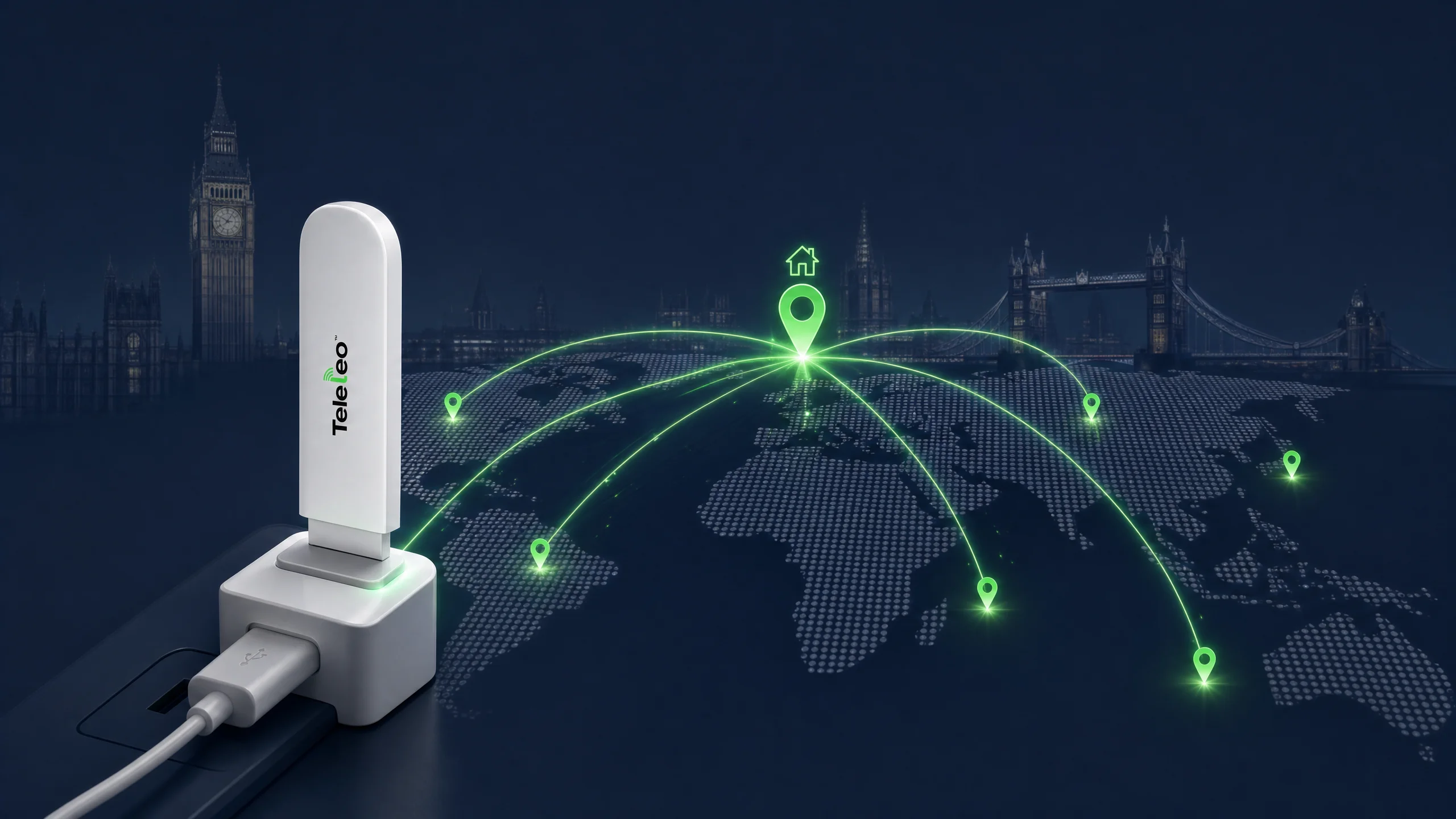 Teleleo modem connecting users in 150+ countries from London headquarters